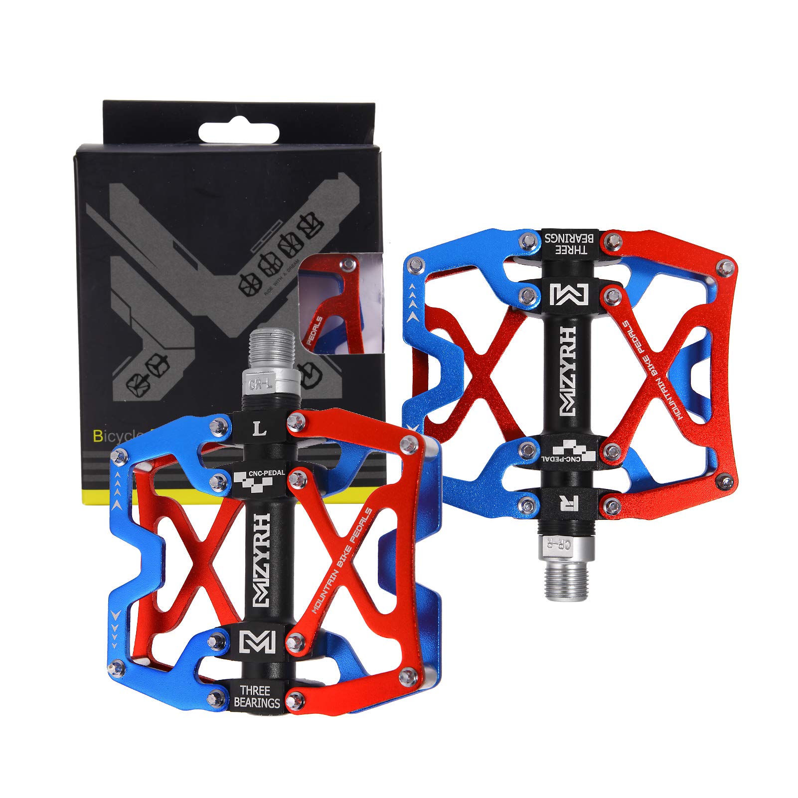 MZYRH Pedali per mountain bike, ultra resistenti, colorati, lavorati a CNC, 9/16", sigillati con 3 cuscinetti