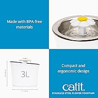 Vista 5 de Catit LED Flower Fountain with Triple Action Filter, Cat Drinking Water Fountain, 3 L
