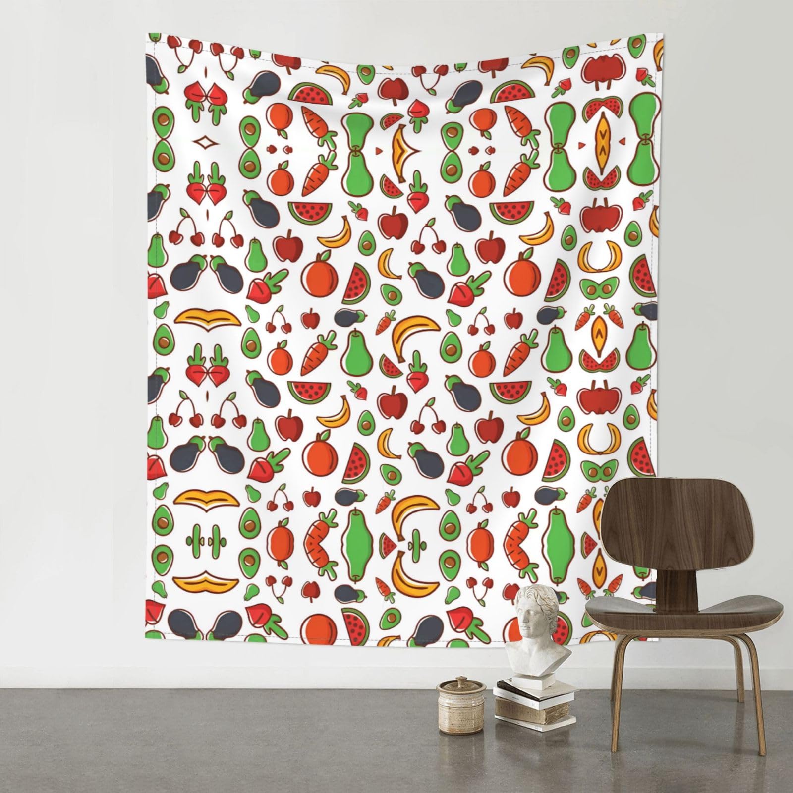 WHJSSF Vegetable Fruit Prints 60x51in Wall Tapestry Bohemian Throw Blanket Dorm Decor Beach Picnic Cover
