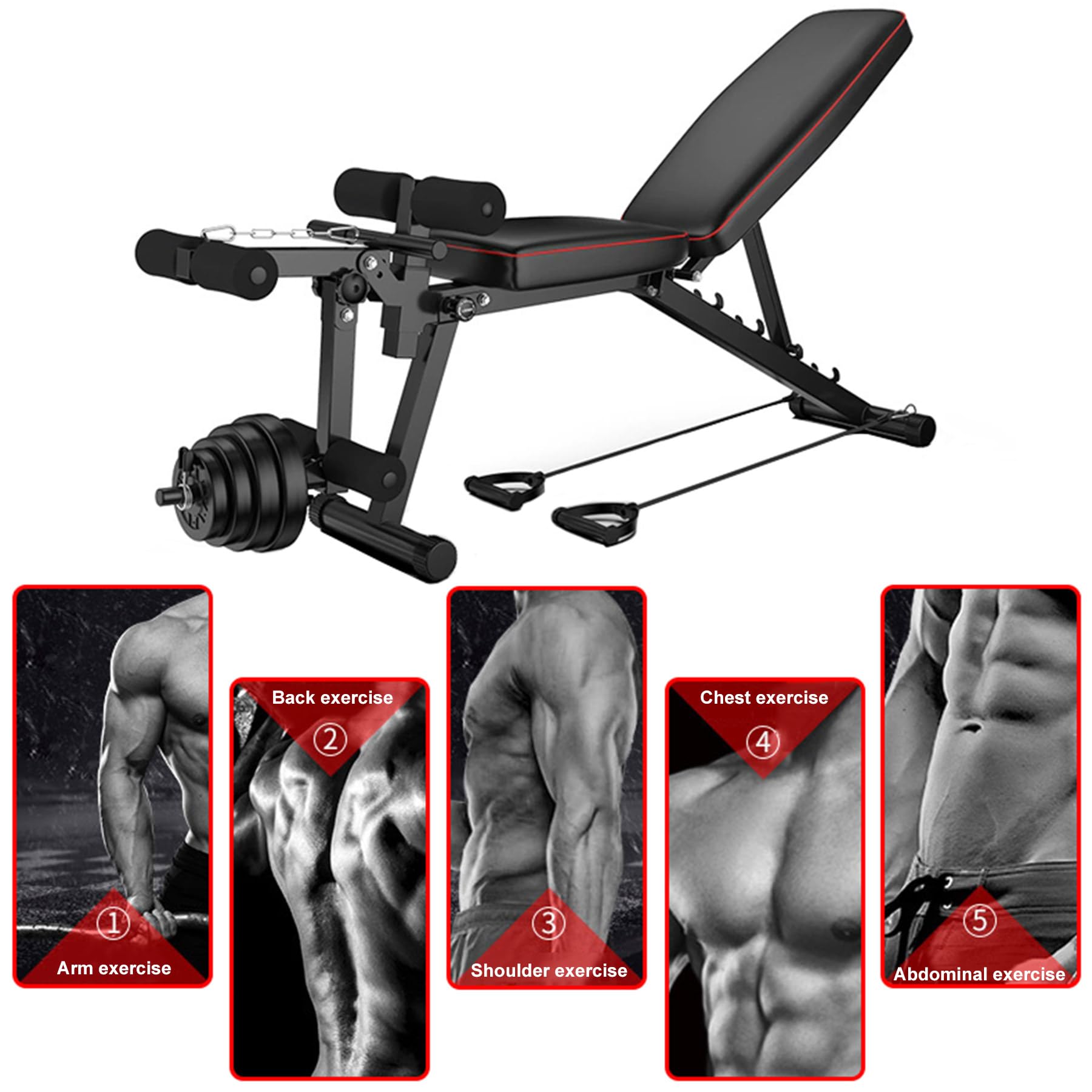 Banco Reclinable Gimnasio, Banco Musculación Multifuncional - Extensión Y Flexión De Piernas, Capacidad De Peso De 440 LB, Máquina para Perder Peso De Cuerpo Completo