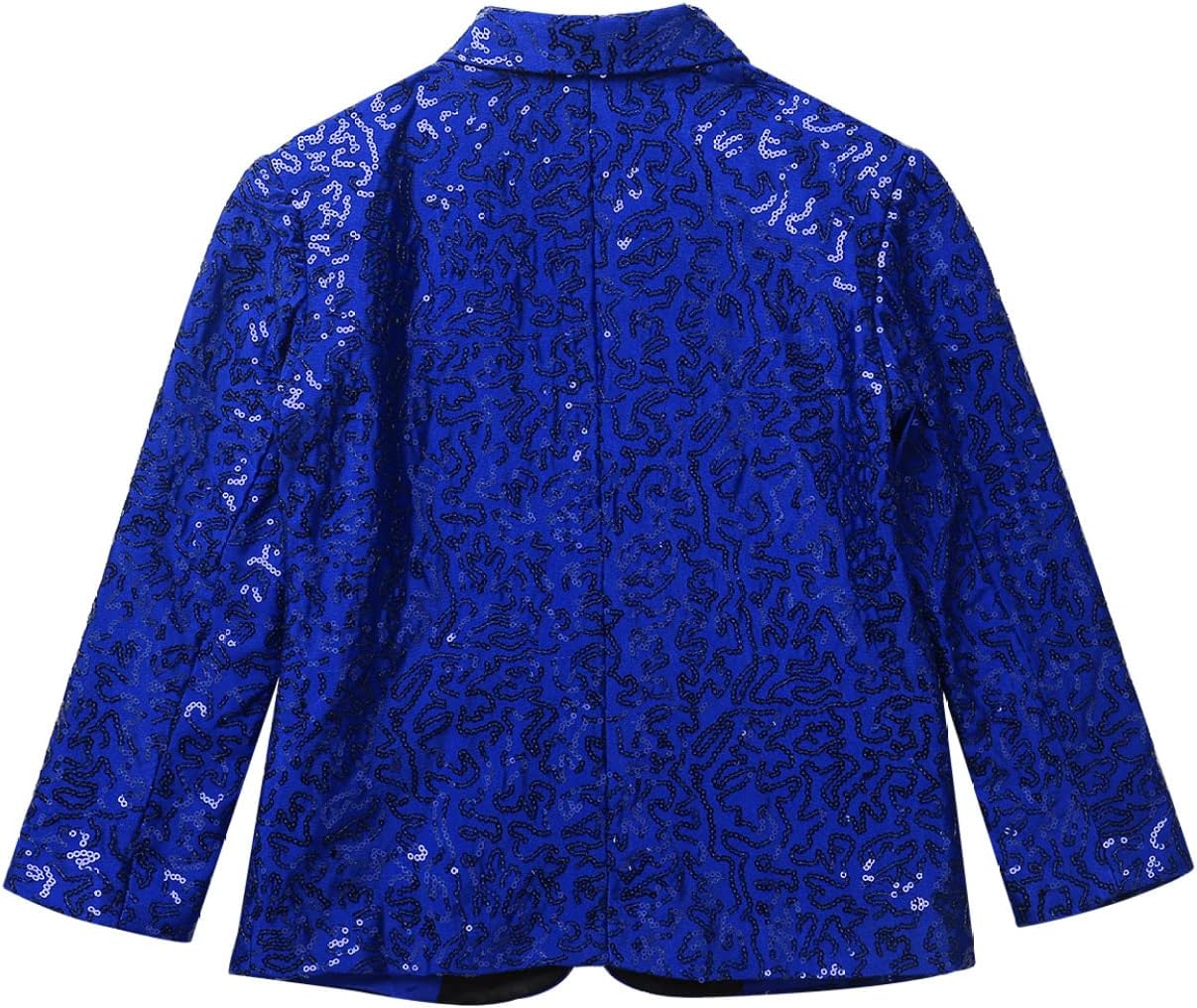 Kids Boys Sequins Dress Coat Shiny One Button Suit Jacket Blazer Lapel Collar Tuxedo for Wedding Banquet Party Blue 6 Years