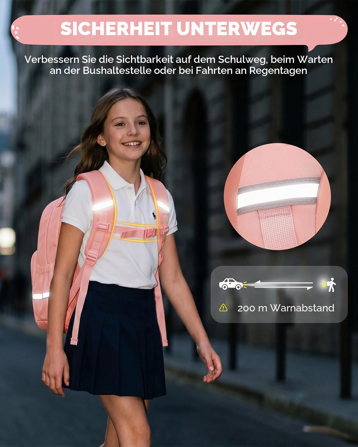 Tanou Schultasche Mädchen 1-5. Klasse, Ergonomisch Schulranzen Kinder