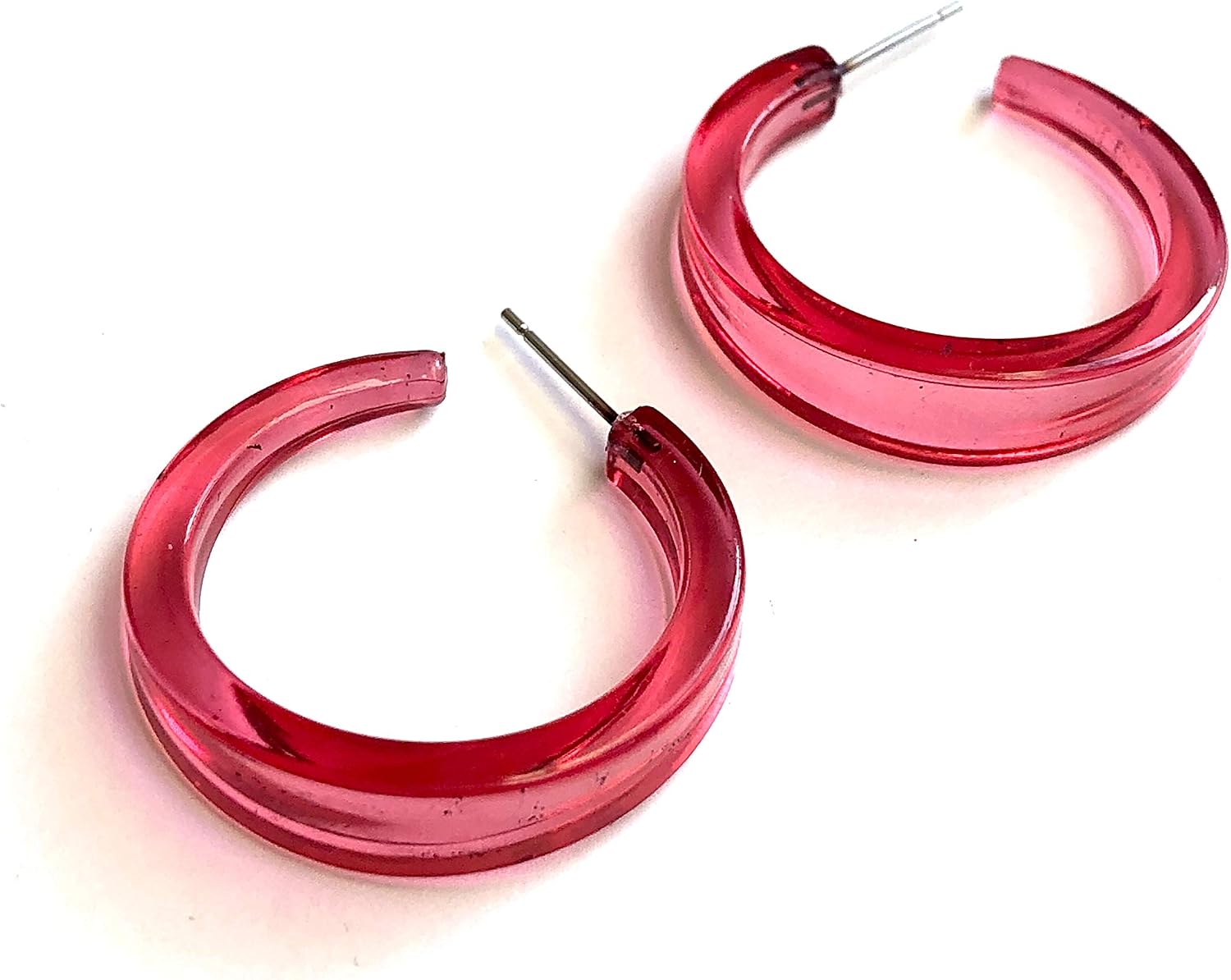 Leetie Lovendale Lola Hoop Earrings, Hypoallergenic Hoop Earrings for Women, Made With Surgical Steel & Lucite, Lightweight & Comfortable, Hand-Made In The USA, 1.25” Diameter