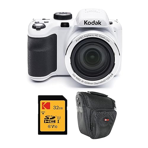 Kodak PIXPRO AZ425 Astro Zoom 20MP Digital Camera (White) Bundle with 32GB Memory Card (2 Items)