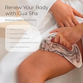 Scienlodic Gua Sha Massage Tool with Handle (Resin) Larger Guasha Body Scraping Tool for Back Legs Neck Massage, Lymphatic Drainage, Cellulite Remove - Large Black