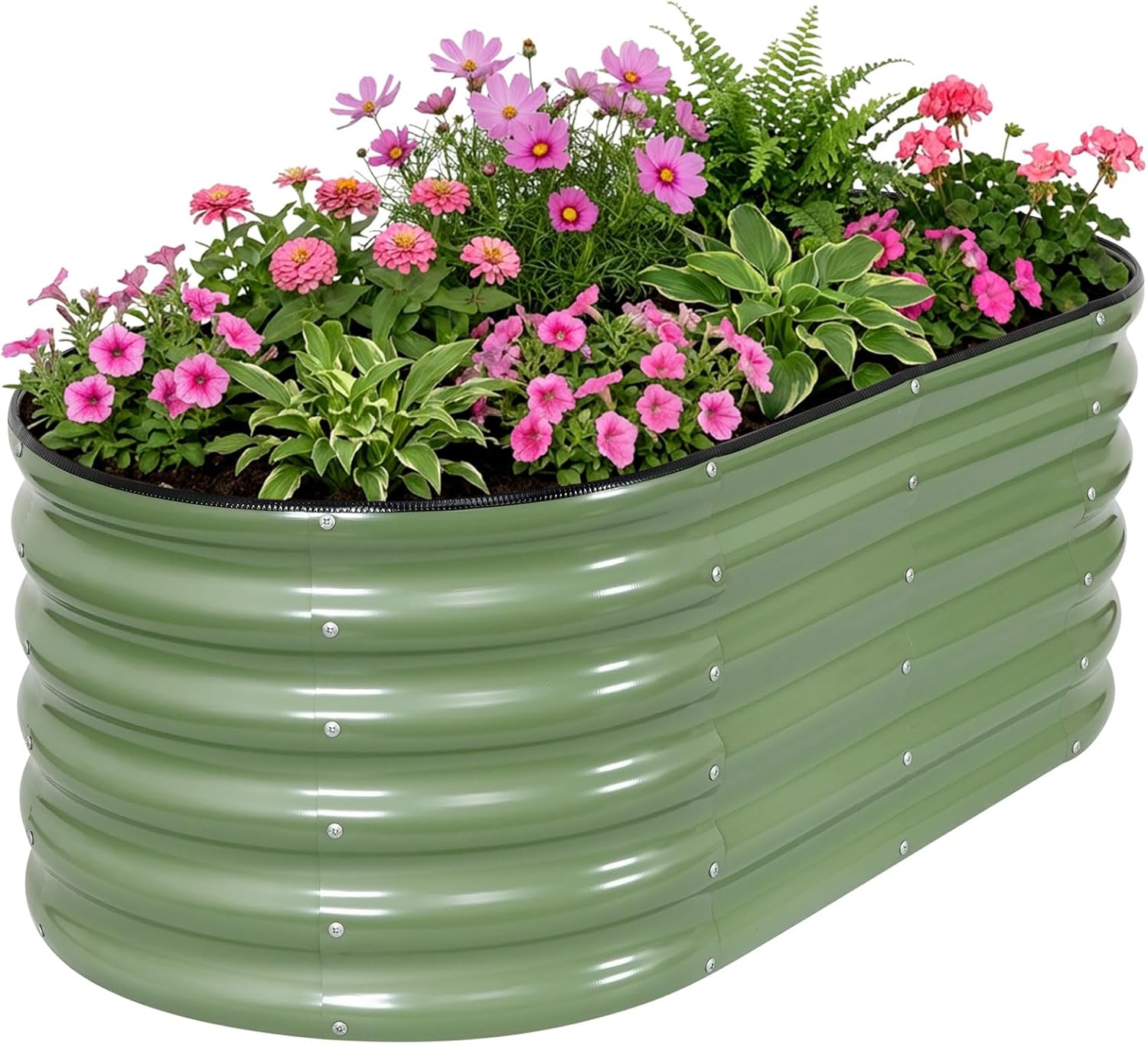 INNO STAGE Galvanized Raised Garden Bed Kits, 4x2x1.4FT Metal Raised Beds Outdoor for Gardening, 17'' Tall Large Steel Raised Planter Bed for Vegetables & Flowers Patio Ground Planter Box - Green