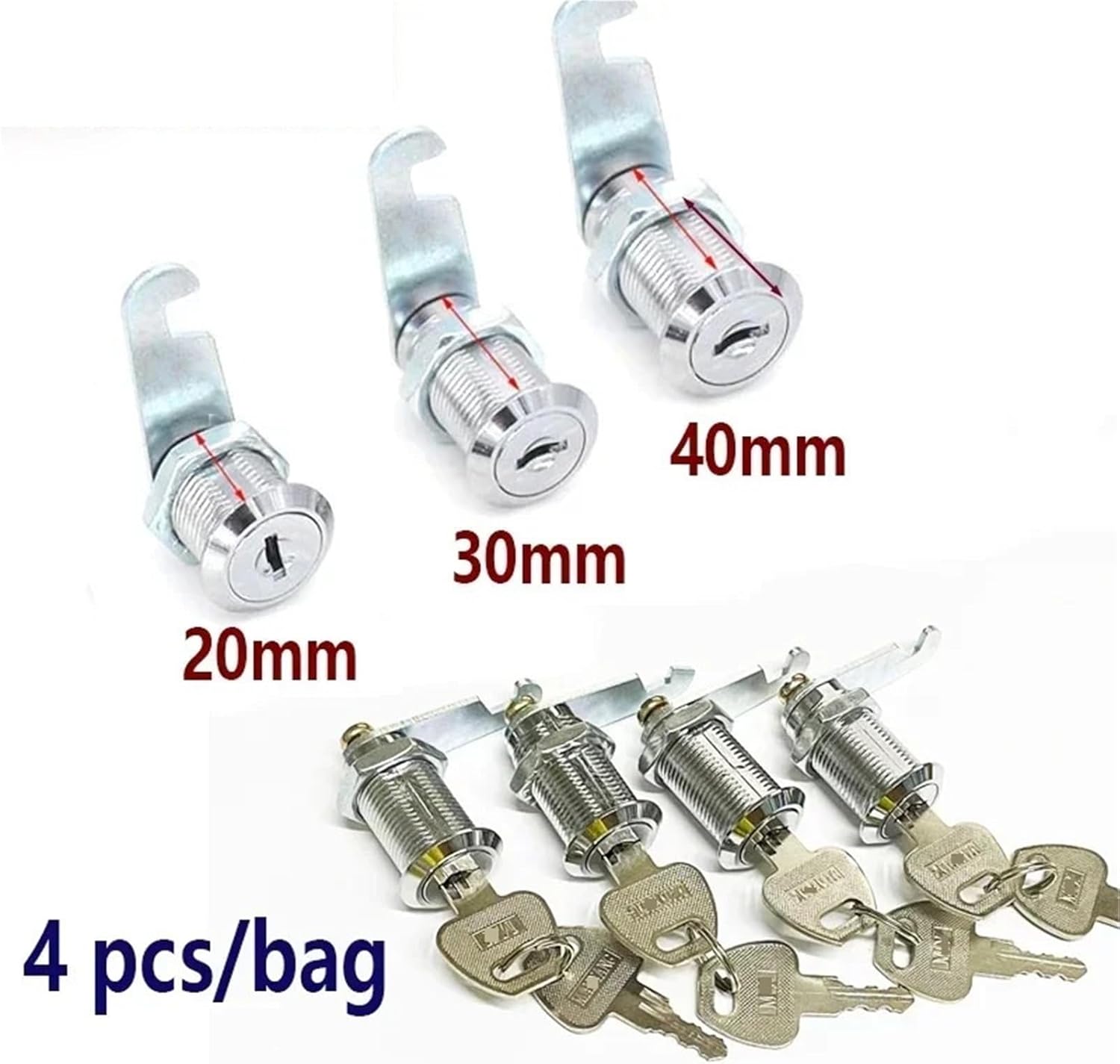 Bag Drawer Cam Lock with 2 Keys for Door Mailbox Cabinet Tool Box DIY Furniture Hardware HJ03 H 1Pcs(Key Same X 30mm)