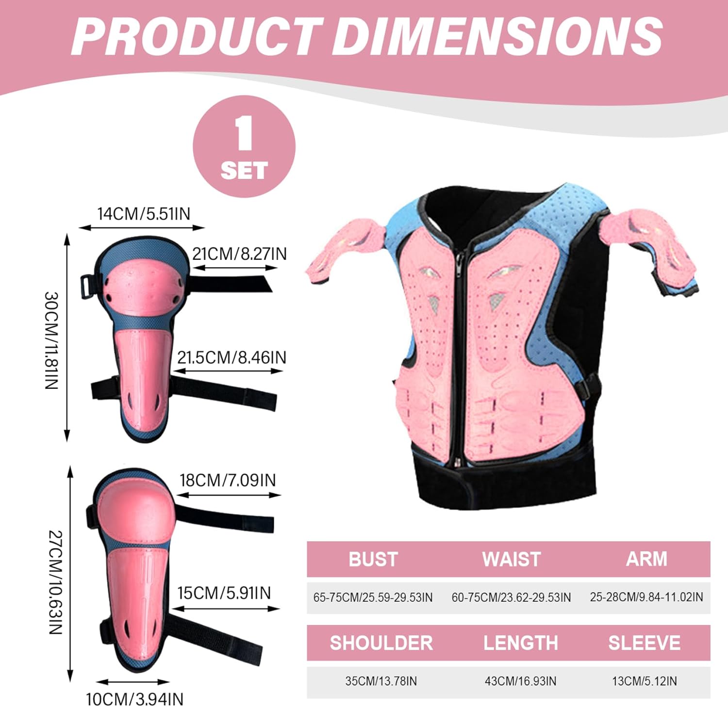 Kids Dirt Bike Gear, Breathable Safe Body Armour with Knee & Elbow Pad Set - Kids Protective Gear for Boys Girls, Style-2 Motorcycle