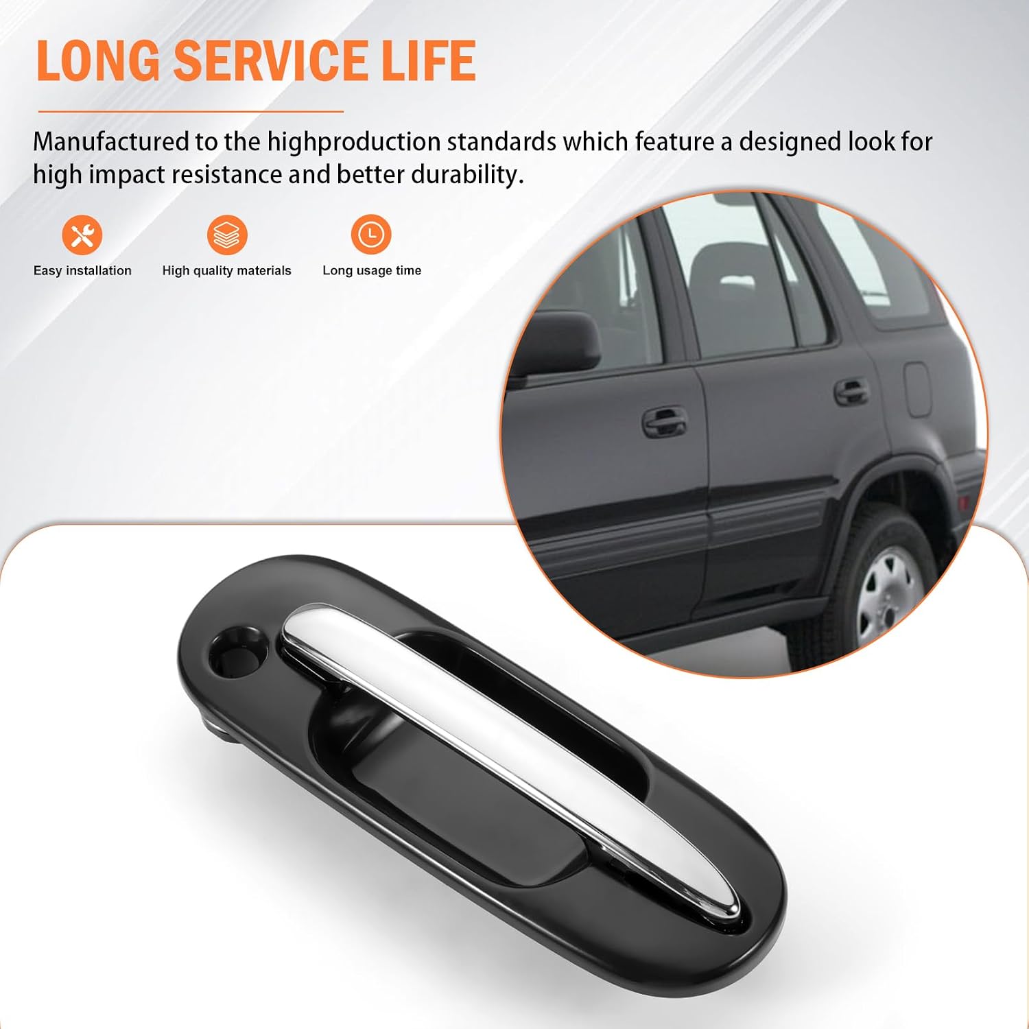 Exterior Door Handle Fit for CRV 1997 1998 1999 2000 2001, Front and Rear Side Chrome Outer Handle 72180ST0J02 72140ST0J02