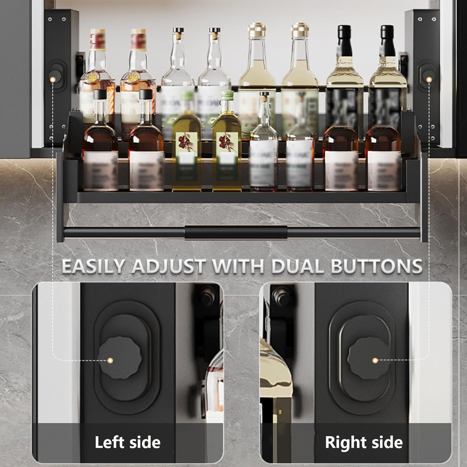 Single-Layer Wall Pull-Down Shelf Upper Kitchen Pull-Down Wall Cabinet Storage Rack With Anti-Slip Mat Saves Space and Is Suitable for Kitchens and Bathrooms 56x27x30cm/22x10.6x11.8in