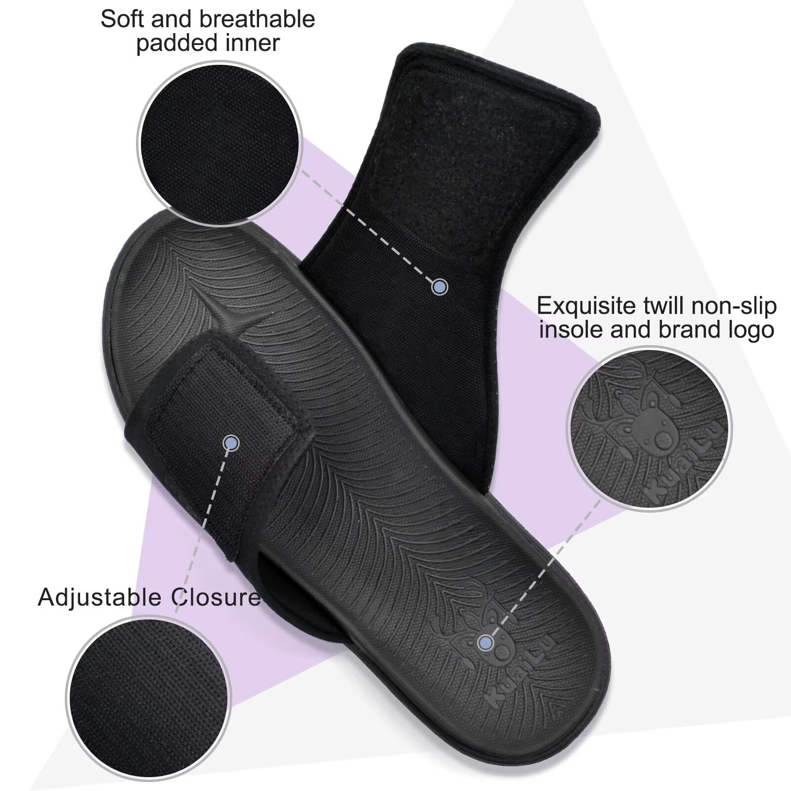 KuaiLu Claquette hommes sandales de sport pour hommes pantoufles Reglables en cuir soutien de la voûte plantaire sandales à bout ouvert chaussures de plage et piscine d'été