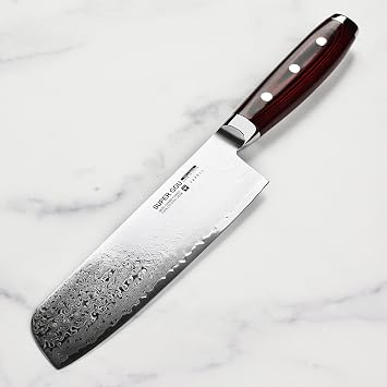 Yaxell Super Gou 7 Nakiri Knife - Made in Japan - 161 Layer SG2 Stainless Damascus