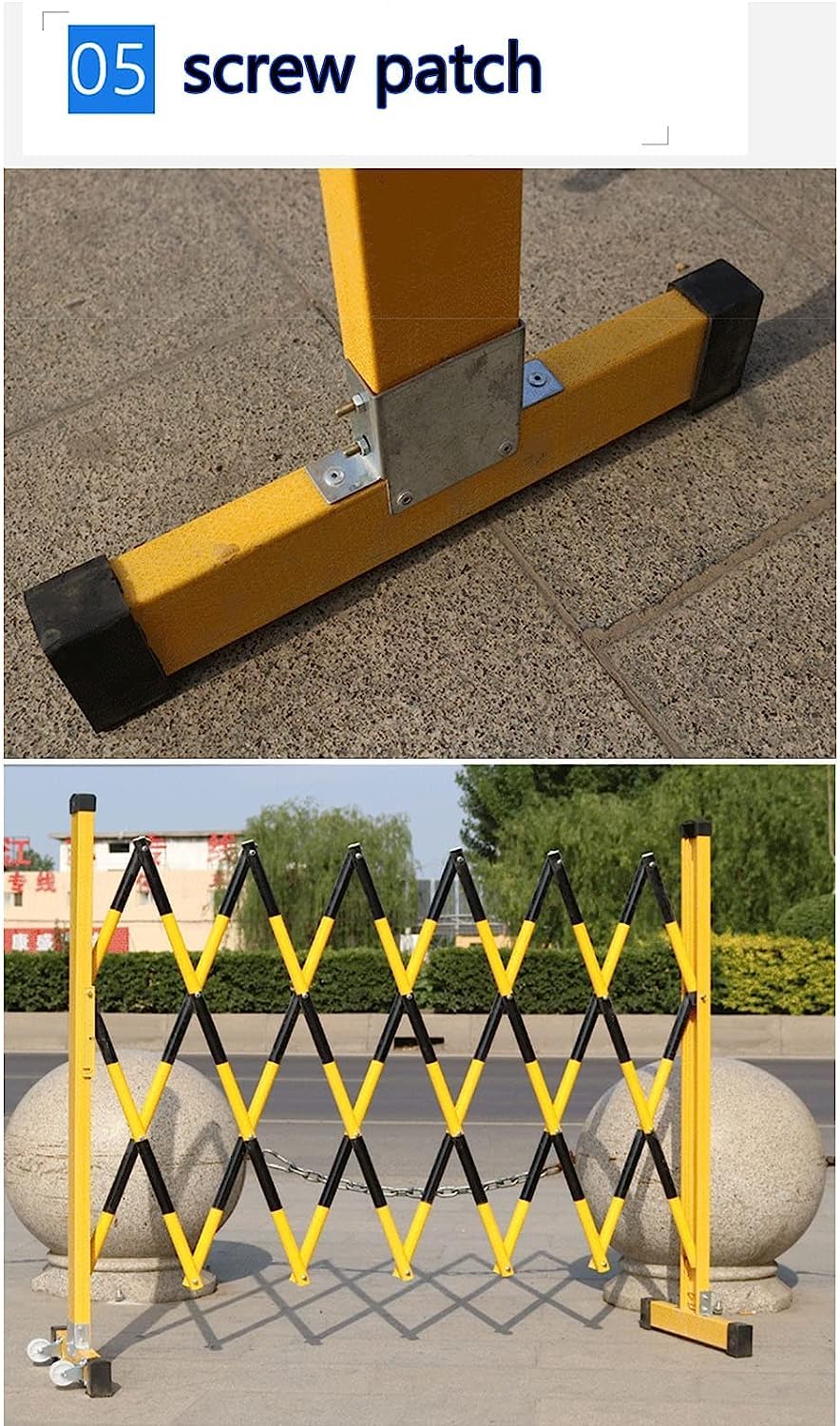 Mobile Barrikaden, Bauzäune, faltbare Barrikaden, Kontrolle und sehr flexible Verwendung in Verkehrssituationen (Farbe: Gelb, Größe: 1,2 x 3 m)