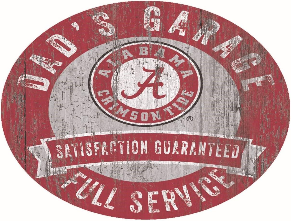 Fan Creations Alabama Crimson Tide 12" Round Dad's Garage Wood Sign