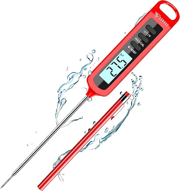DOQAUS Digital Meat Thermometers for Air Fryers Cooking, Instant Read Food Thermometer with Backlight, Waterproof Food Temperature Probe with Calibration, Cooking Thermometer for Baking Water Sugar