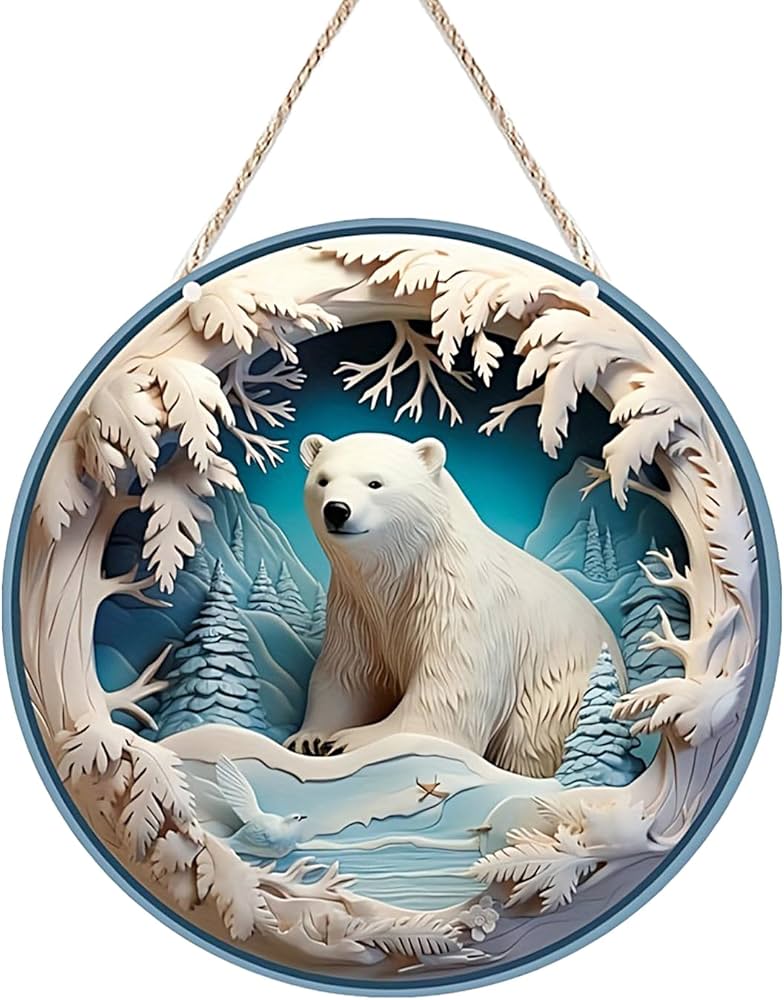 Amazon.co.jp: ホッキョクグマ 正面玄関標識 3Dラウンドウッドベア