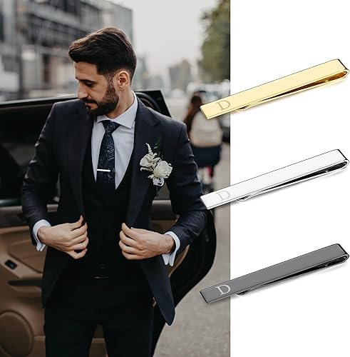 Miniatura 3 de UBGICIG Juego de 3 clips de corbata de acero inoxidable para hombre, elegante juego de clips de corbata personalizados para hombres, clásico,