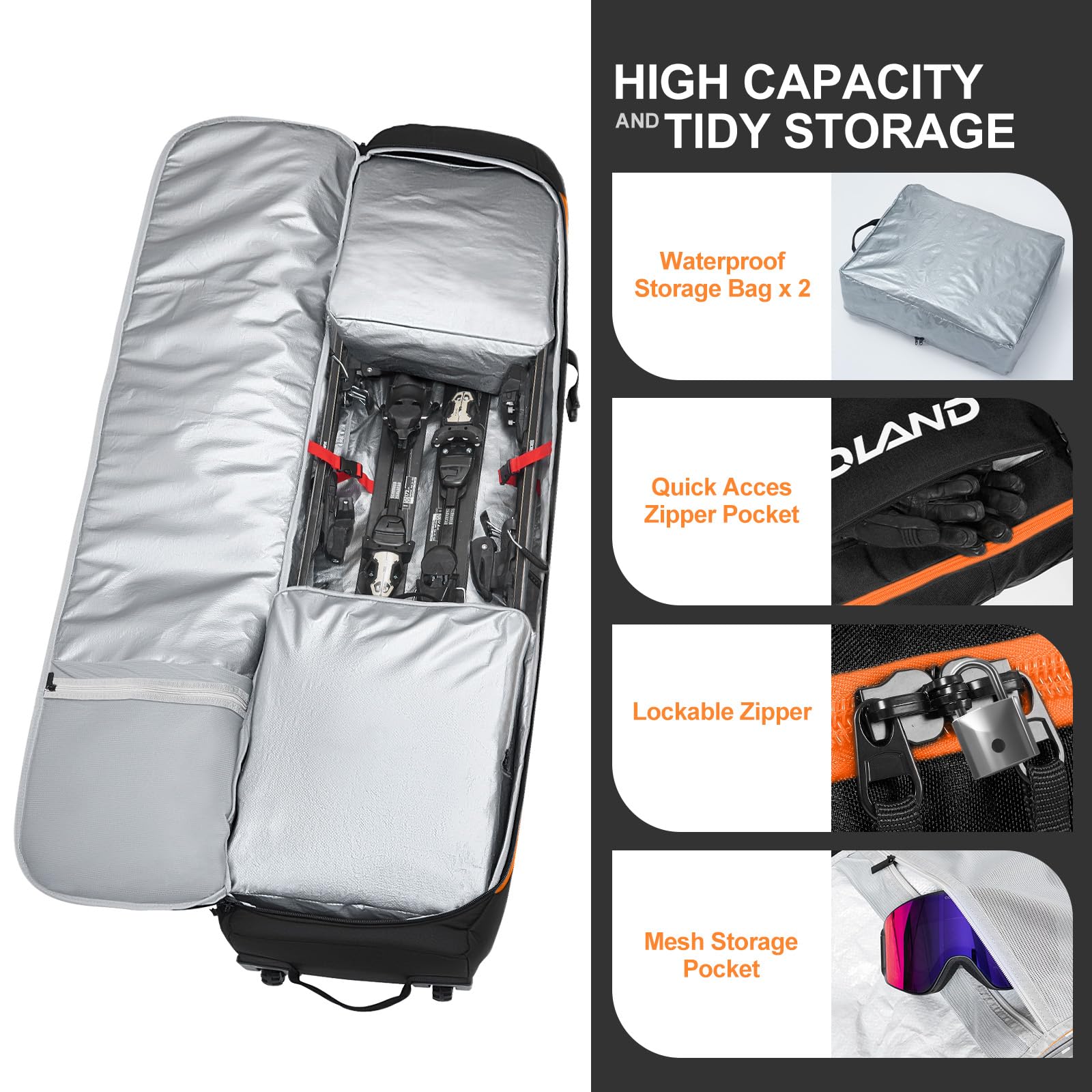 Borsa Sci Doppio Scomparto Odoland Borsa Da Sci Borsa Imbottita Per Snowboard E Scarponi Borsa Imbottita Viaggio Aereo