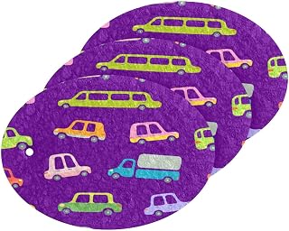 Colorful Cars Kitchen Sponges Cleaning Dish Sponges Non-Scratch Natural Scrubber Sponge for Kitchen Bathroom Cars, pack of 3