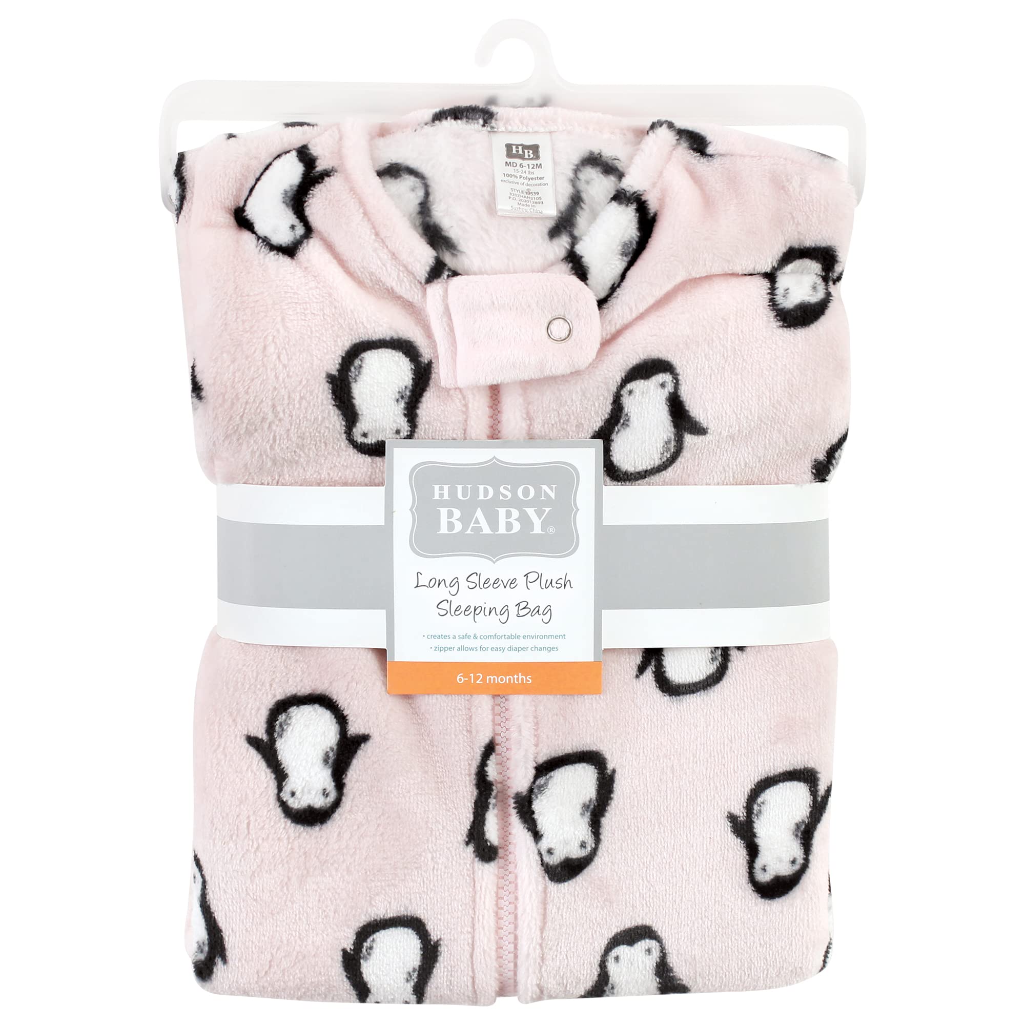Hudson Baby Unisex Baby Plush Sleeping Bag, Sack, Blanket, Pink Penguin, 18-24 Months