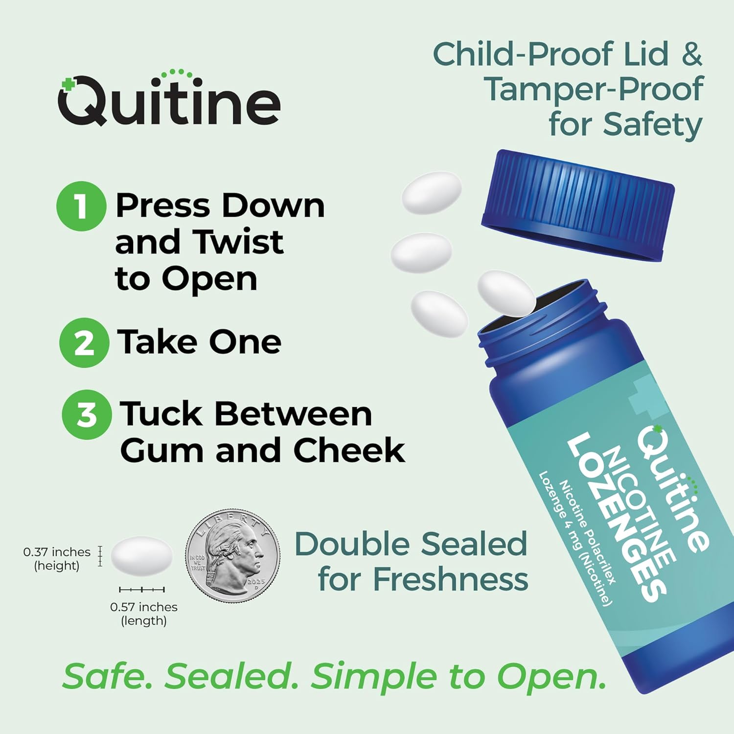 Quitine Nicotine Gum and Lozenges 4mg Bundle – 240ct Fruit Gum (Traditional) and 120ct Mint Lozenges – Stop Smoking Aid – Affordable NRT to Relieve Cravings