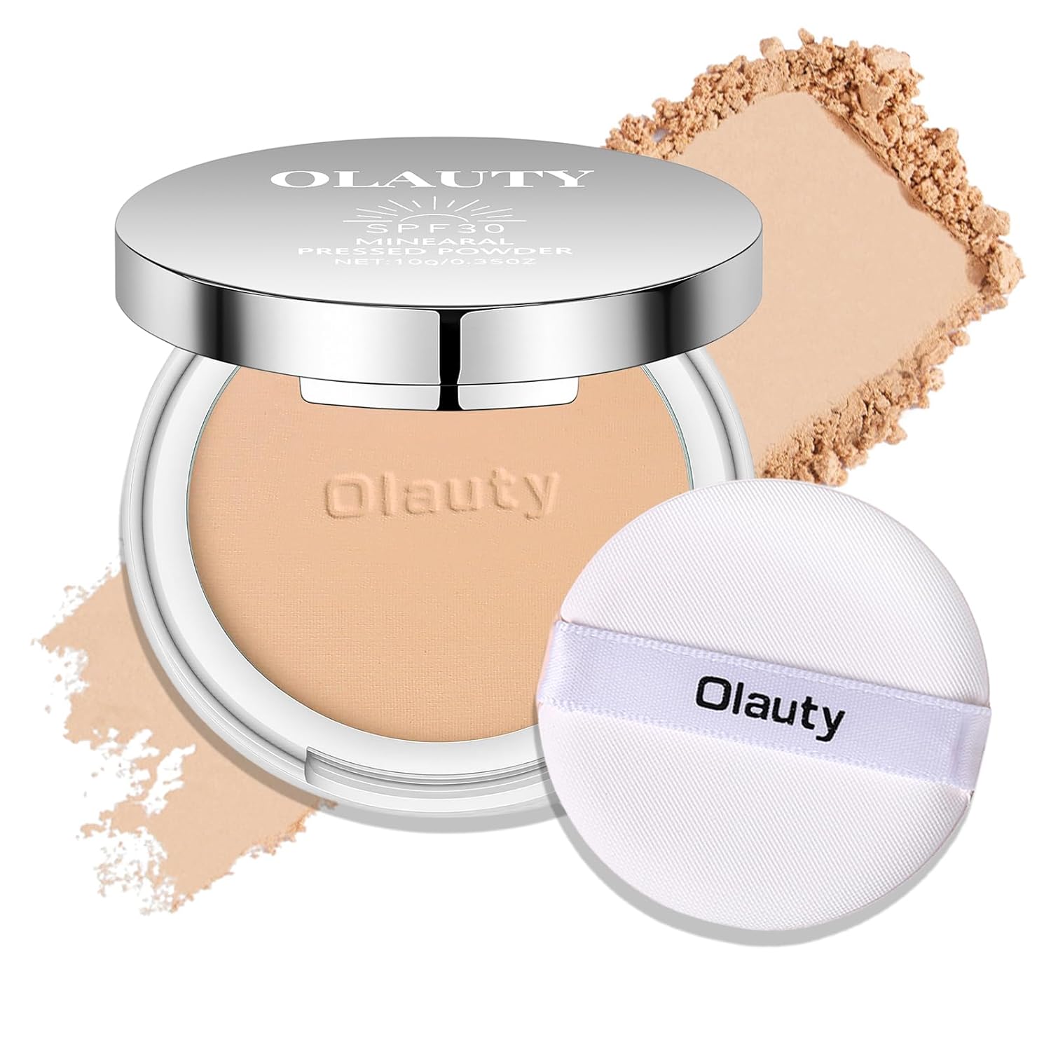 Vienflona Mineral Powder Foundation with SPF 30,4-in-1 Sunscreen Pressed Powder,Foundation,Concealer & Finishing Compact Powder,Light-to-Medium Coverage,Matte Compact for Face（#1 Medium）