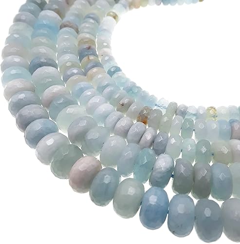 JM Design Cuentas Rondelle facetadas de aguamarina multicolor de 0.236x0.354 in 15.5 "Hebra para la fabricación de joyas