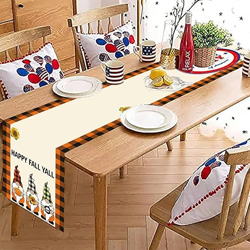 Camino de mesa de cosecha de Acción de Gracias 72 pulgadas de largo x 13 pulgadas de largo lino de arpillera vacaciones otoño calabaza feliz otoño