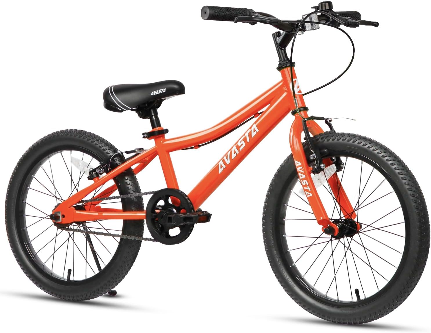 AVASTA Bilbo 18 20 Inch Kids Bike for Boys Girls 5-10 Years Old, Retro Style High Carbon Steel Bicycle with Adjustable Handlebars and Seat, Dual V-Brakes, Kickstand, Multiple Colors Orange 20'' With Kickstand