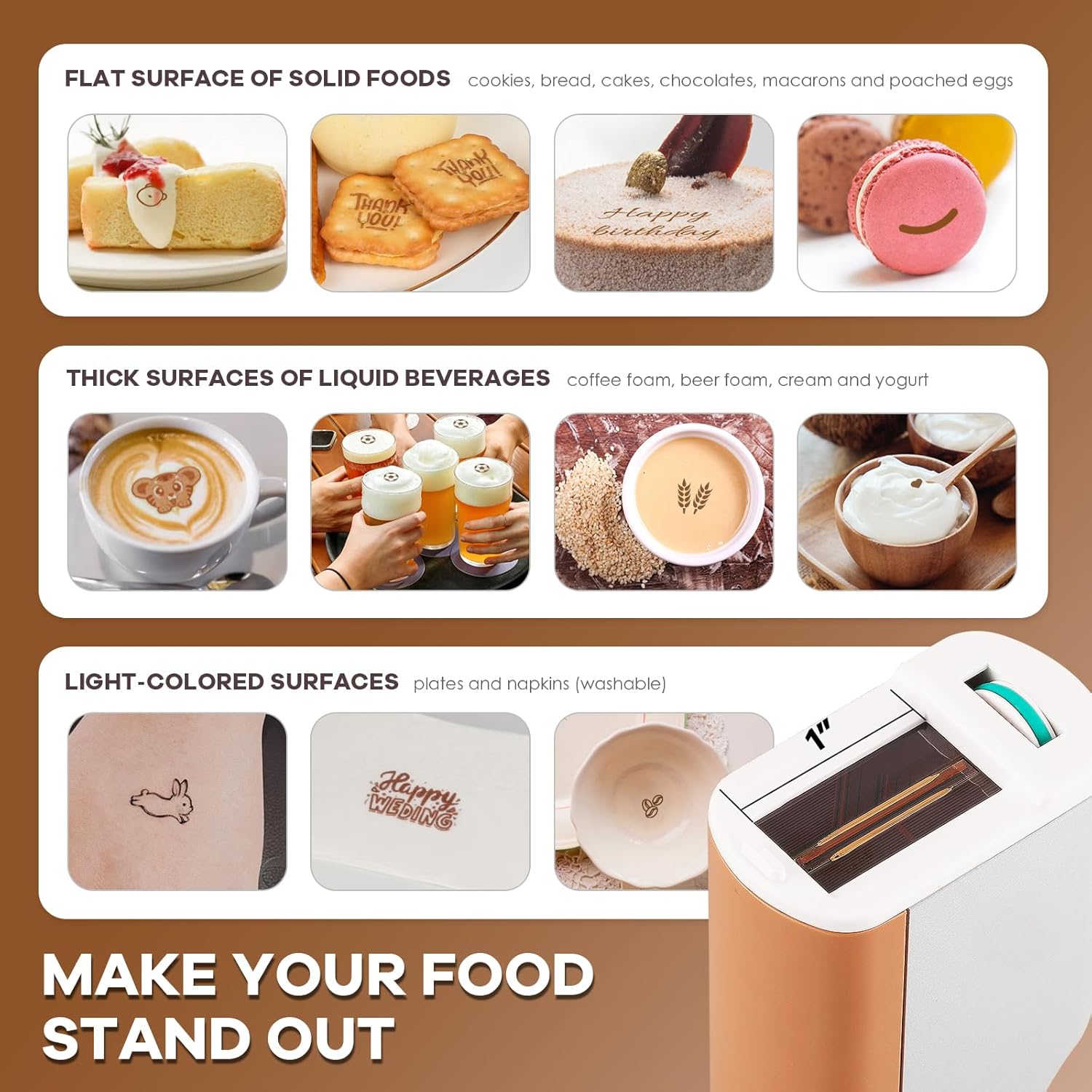 Mxmoonant Coffee Printer Handheld Portable Printpen DIY Custom Text Pattern for Bread Biscuit Cake