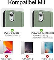 HOLIMET iPad Air 11/10,9" Tok M3/M2/6/5/4 Generációhoz (2025-2020) - Zöld Bőr Védőtok Ceruzatartóval, Automatikus Alvás/Ébresztés, Állvány F 2