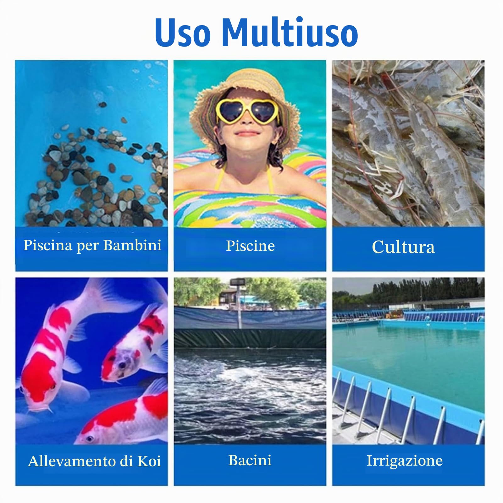 Piscina fuori terra, piscina rotonda esterna con telaio in acciaio, tela in PVC per allevamento ittico, può contenere fino a 498 galloni