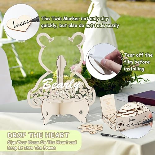 Miniatura 4 de Alternativas para libros de invitados de Bear Baby Shower, We Can Bearly Wait, decoración de baby shower, mesa de recepción de fiesta de oso,