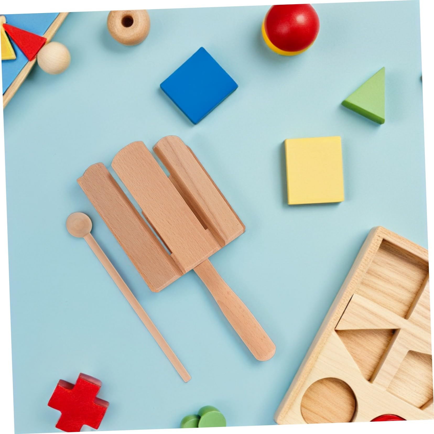Tubo Rítmico de Ocho Tonos de Madera para Niños, 2 Piezas | Aprendizaje Temprano y Clases Escolares, Sonido Puro, Artesanía Precisa, Color Beige