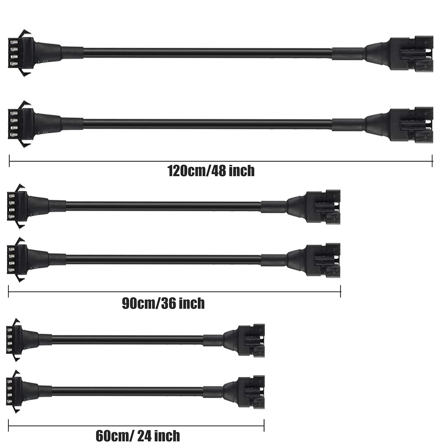 2PC 24in+2PCS 36in+2PCS 48in RGB LED Extension Cable, Extension Cords Wire for Motorcycles Led Strip Light,Rock Lights