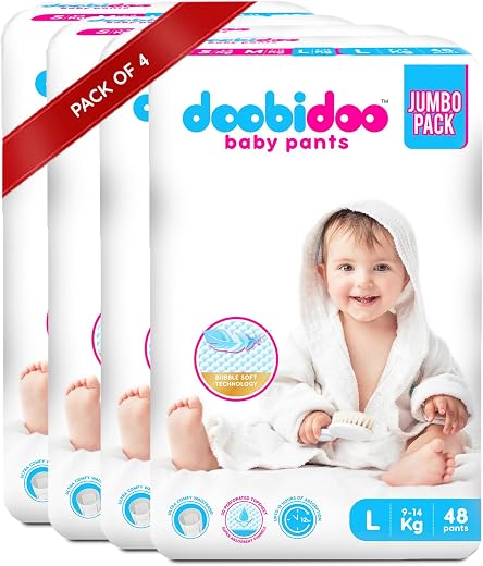 Doobidoo Baby Pants Diapers - L Size | All Round Softness with Bubble Soft Topsheet &amp; Anti-Leak Side Cuffs | Comfortable &amp;...