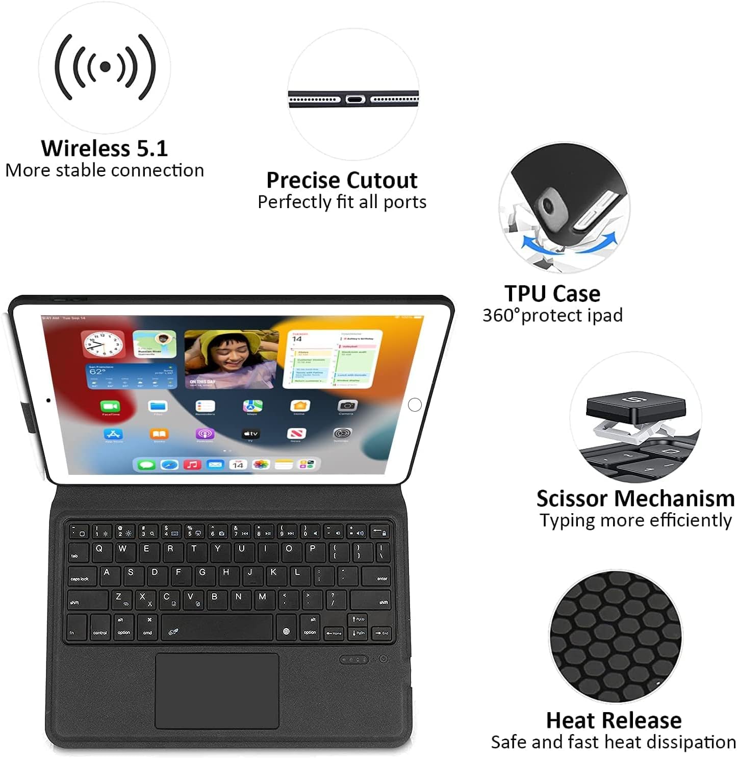 Seagtigau Magic Keyboard Case voor iPad Pro 12,9 inch (3e, 4e, 5e, 6e