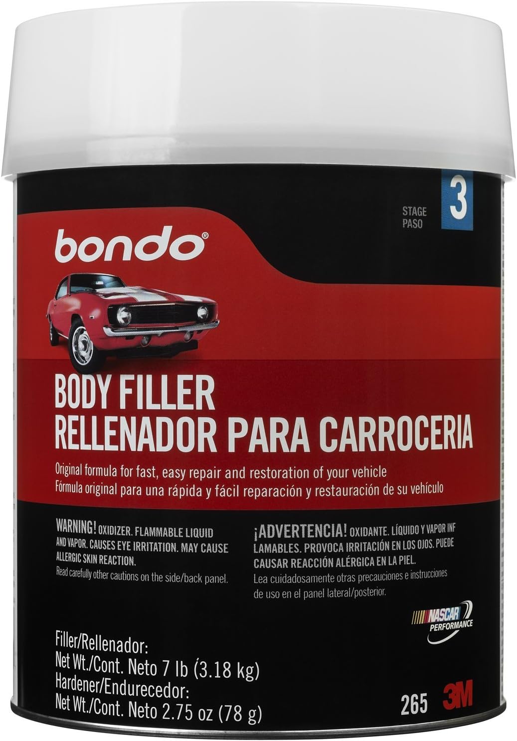 Bondo Original Body Filler 6.3 lb Kit with Hardener - Fast 20-Min Cure, Non-Shrinking Putty for Auto Repairs on Metal, Wood, Fiberglass