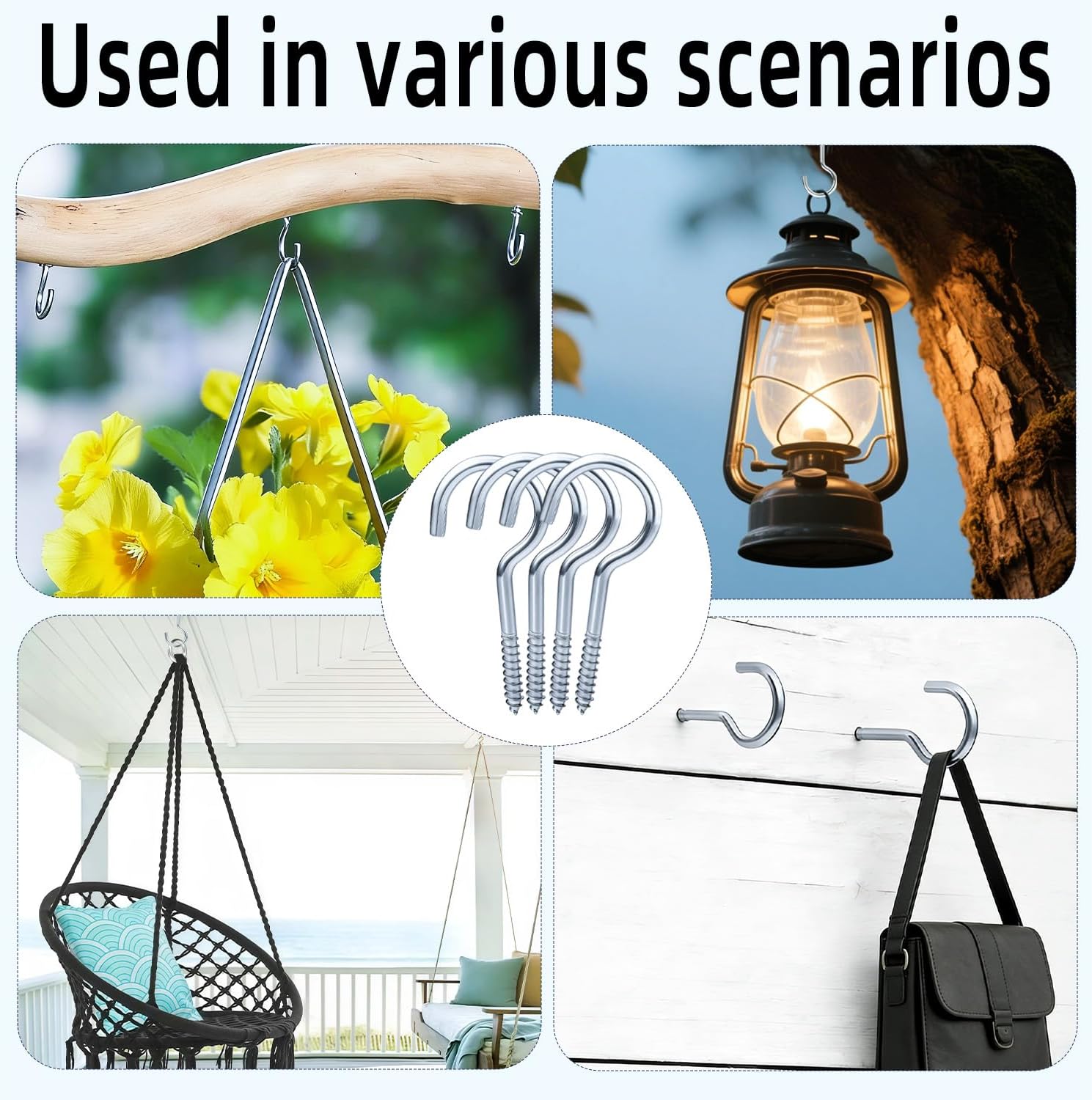 3.2 Inch Screw Hooks Heavy Duty, 12 Pack Ceiling Hooks for Hanging Plants