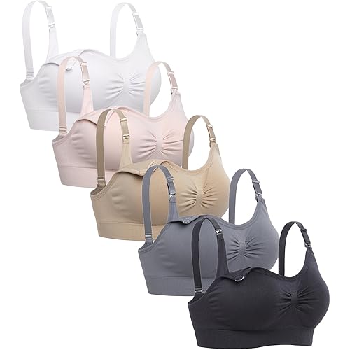 Lataly Womens Sleeping Nursing Bra Wirefree Breastfeeding Maternity Bralette Pack of 5