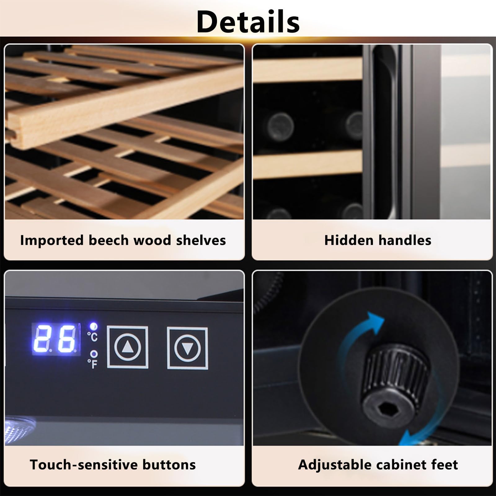 Kindevieft Wine Refrigerator - Wine Refrigerator, Full Glass Design Door with Touch Panel, Low Noise 16Bottle on Fridge.com