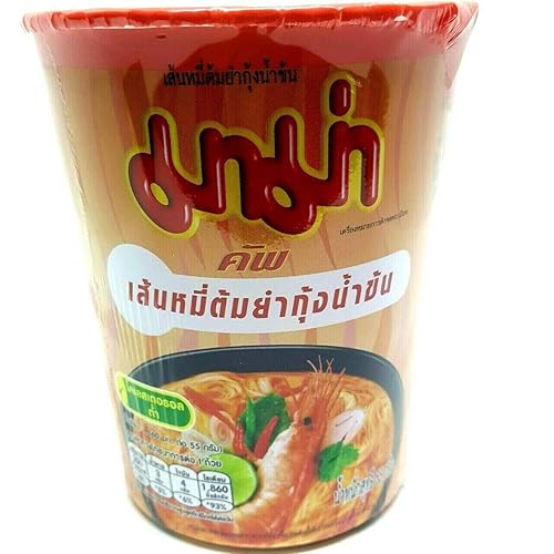 Miniatura 4 de Paquete de 3 tazas de fideos de arroz con fideos y camarones cremosos sabor Tom Yum de cocción rápida, taza de fideos instantáneos tailandeses