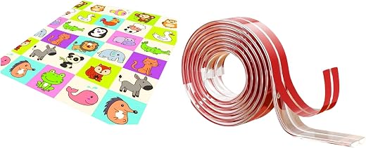 KESI ORNAMENTS Extra Large Foldable Play Mat,180 X 150 Cm Reversible Baby Play Mat and Baby Proofing, Edge Protector Strip...