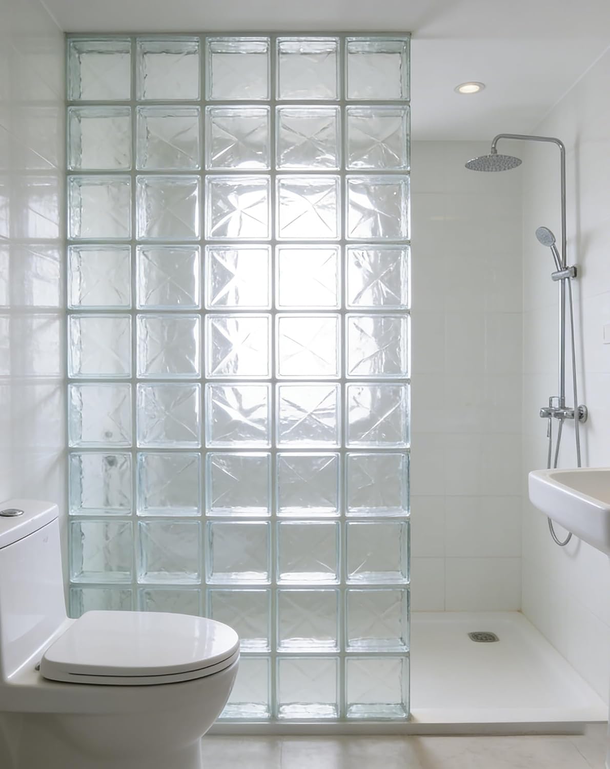 Clear Solid Square Glass Block, Glass Brick for Bathroom Partition, Shower Wall, High Light Transmission & Durability Construction(1PCS)