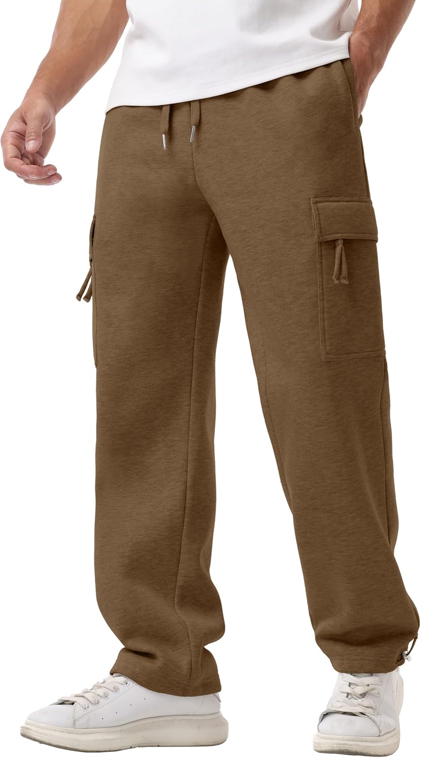 Sailwind Men's Fleece Cargo Sweatpants Casual Loose Fit Heavyweight Pants with Pockets - Image 5