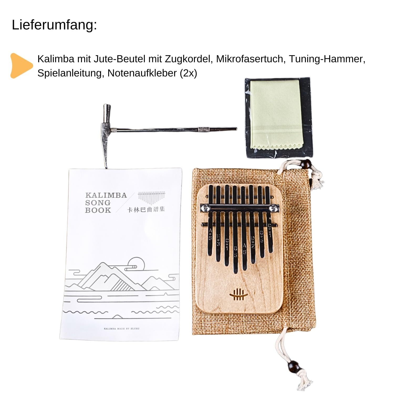 Mini Kalimba - 8 Tasten | Ahorn-Massivholz in C-Dur | 60 Dezibel Lautstärke! Für Einsteiger und Kinder ideales Instrument