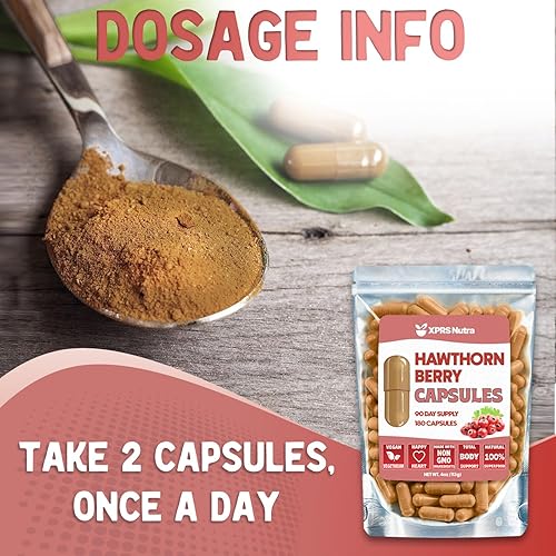 Miniatura 5 de XPRS Nutra Hawthorn Berry Cápsulas  180 unidades (suministro para 90 días) de cápsulas de bayas de espino de espino premium USDA para apoyo