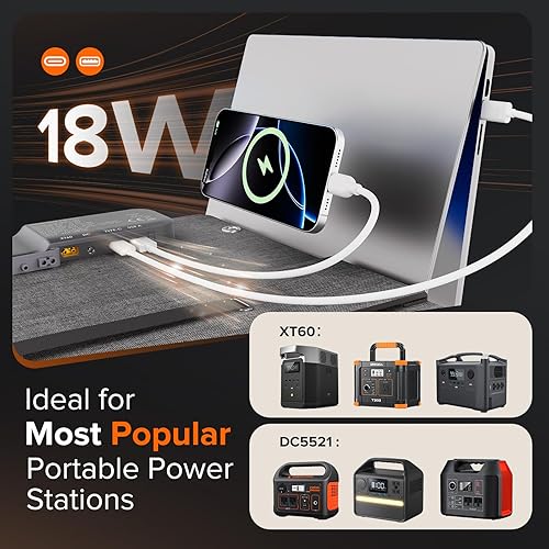 Miniatura 4 de Panel solar portátil de 100 W para campamento, RV, estación de energía, carga rápida USB de 18 W, 23.5% de eficiencia, plegable ligero, salida XT60