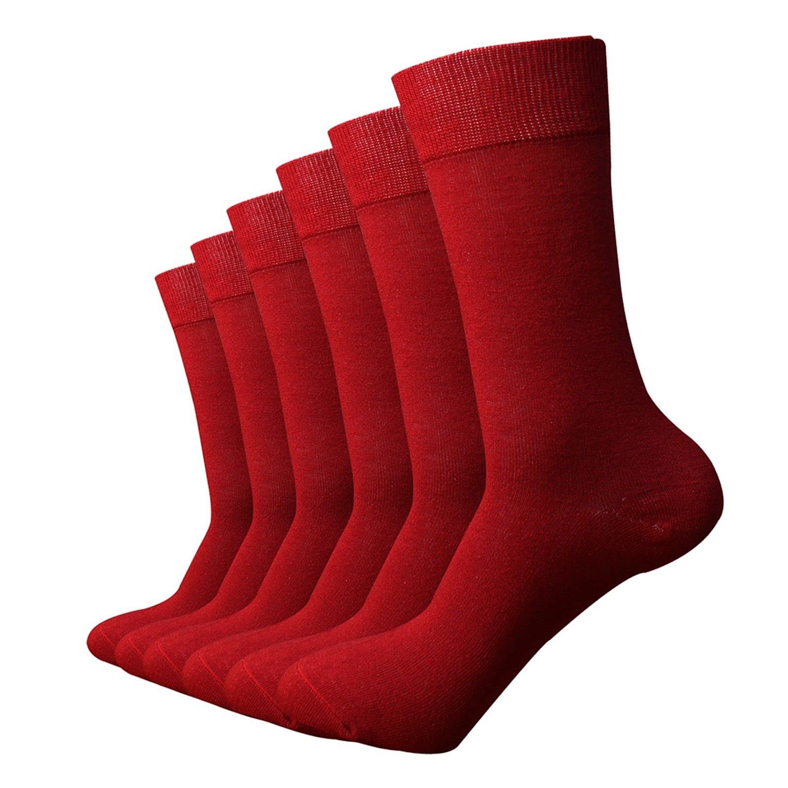 ZZSRJ Calcetines Rojos de los Hombres Vestido de Negocios Calcetines (6 Pares/Lote) (Color : 6Pairs, tamaño : EU40-46)