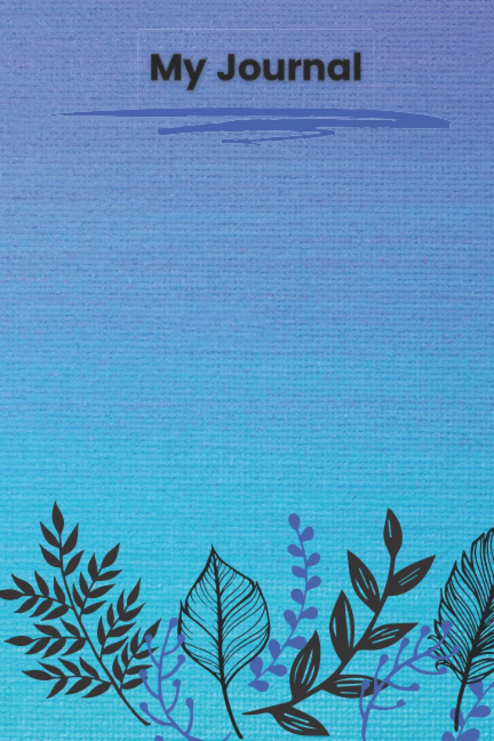 My Journal in Blue Gradient with Black and Blue Leaves